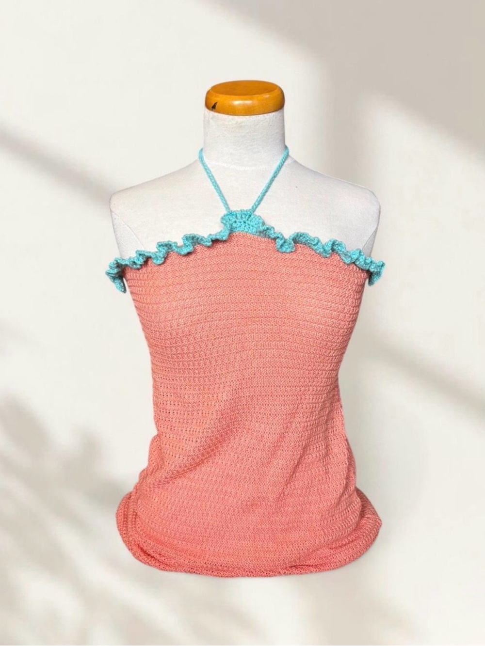 Cider Peach Crochet Tube Top with Soft Coral Hue
